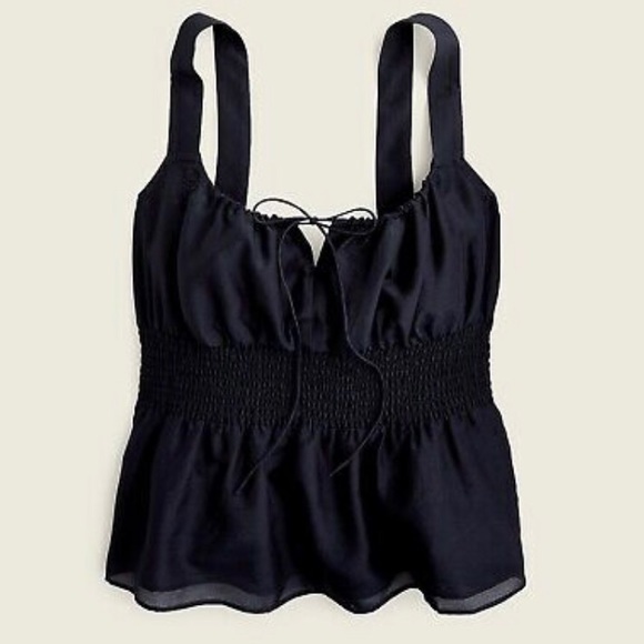 NWT J. Crew Smocked-waist tank in silk-cotton voile - Picture 2 of 9